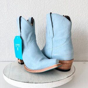 NEW Lane EMMA JANE Blue Cowboy Bootie Womens 9.5 Leather Snip Toe Short Boots